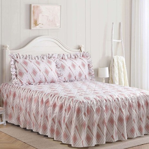 [12208] Vera Dusty Pink Double Bedspread Set