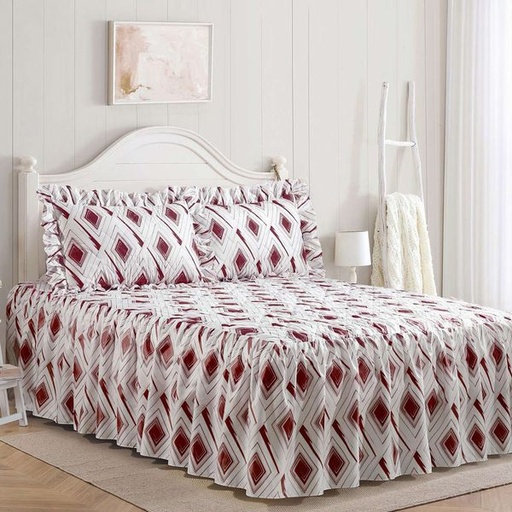 [12215] Vera Maroon Queen Bedspread Set