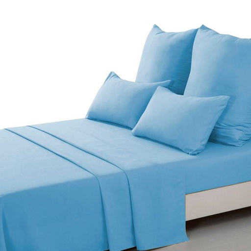 [6195] Light Blue Single Fitted Sheet