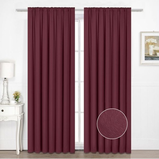 [5623] Embossed Damask Wine Blockout Taped curtain