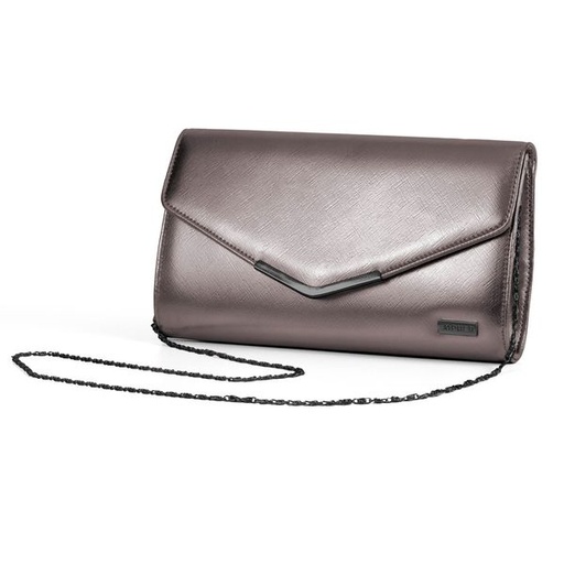 [9287] Handbag Cindy Metal Trim Evening Bag Gunmetal