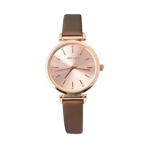 [11624] Watch Adora Pu Strap Rose Gold/ Brown
