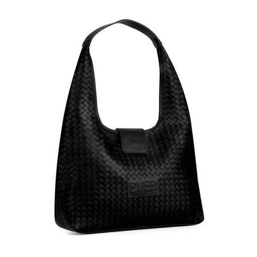 [15134] Handbag Kayley Crosshatch Shoulder Black