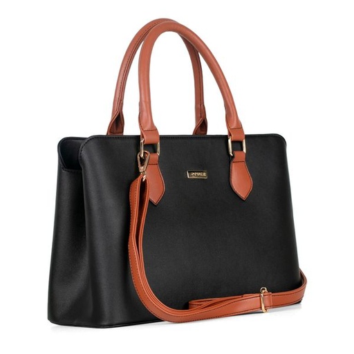 [13523] Handbag Collette Satchel  Black/ Tan