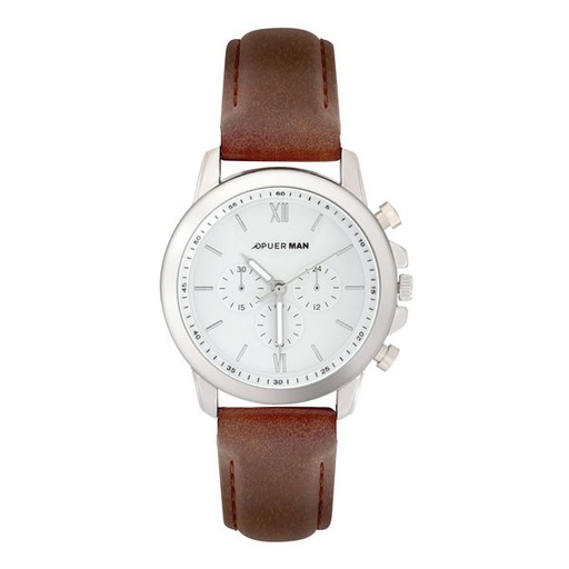 [7818] Watch Raymond PU Strap Brown