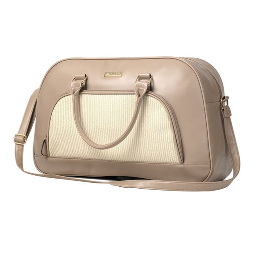 [10725] Handbag Megan PU and Textured Weekender Natural