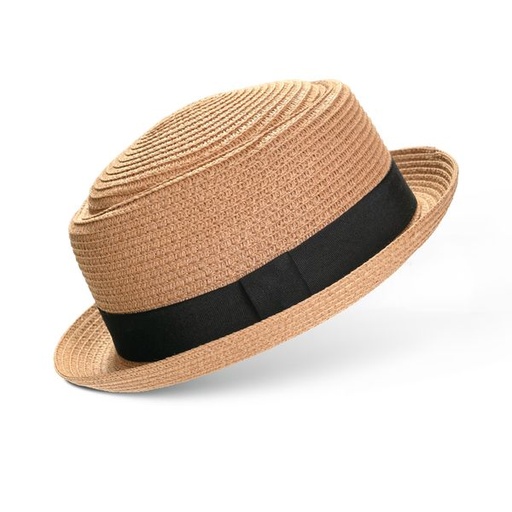 [11098] Hat Mens Straw Turn Up Natural