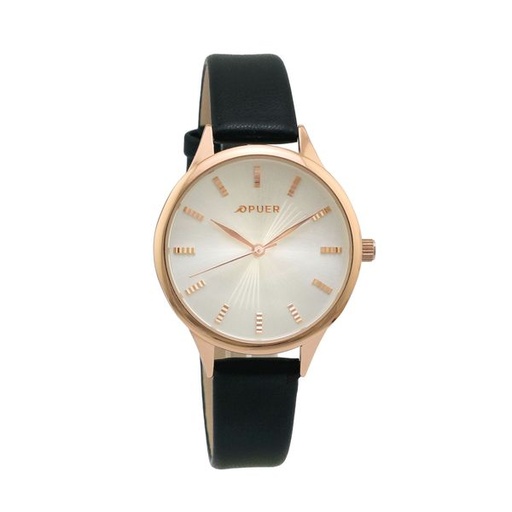 [10604] Watch Ella Pu Strap Black Rose Gold
