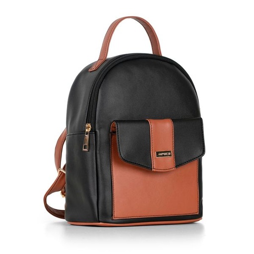[13439] Handbag Collette Backpack Black/ Tan