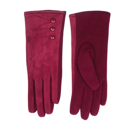 [7137] Gloves button Trim Burgundy