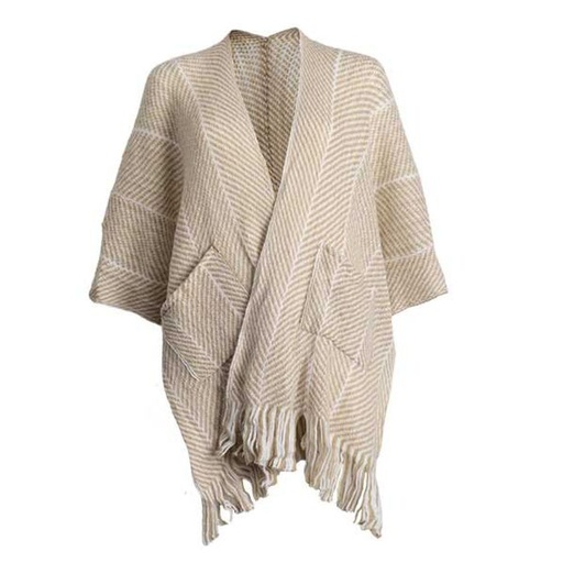[16101] Scarf Knitted Sleeve Wrap with Pocket Moccha