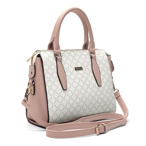 [10099] Handbag Jane Puer Logo Satchel Cream Pink