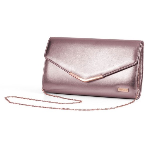 [9286] Handbag Cindy Metal Trim Evening Bag Rose Gold
