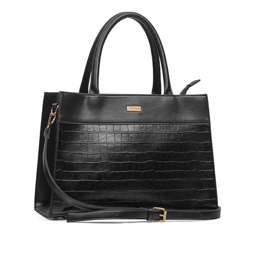 [14076] Handbag Julie Croc And Plain Satchel Black