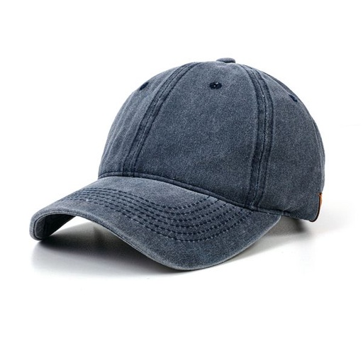 [8318] Hat Men's Washed Peak Cap Blue